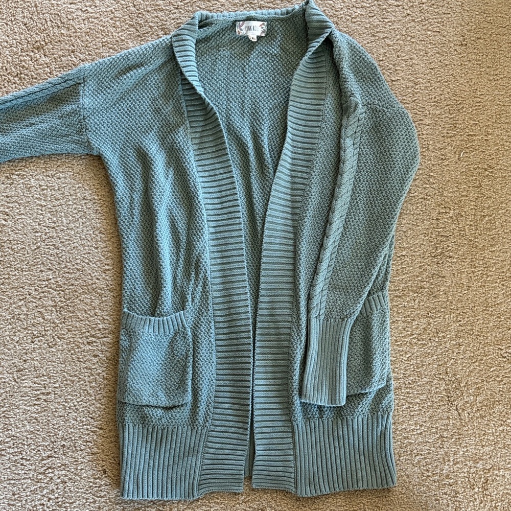 Pink Rose Seafoam Open-Front Cardigan